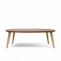 Mid-century modern coffee table in walnut finish with gold legs 120 x 80 x 40cm
