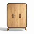 Bamboo storage cabinet with three doors and rounded edges 120 x 60 x 180cm