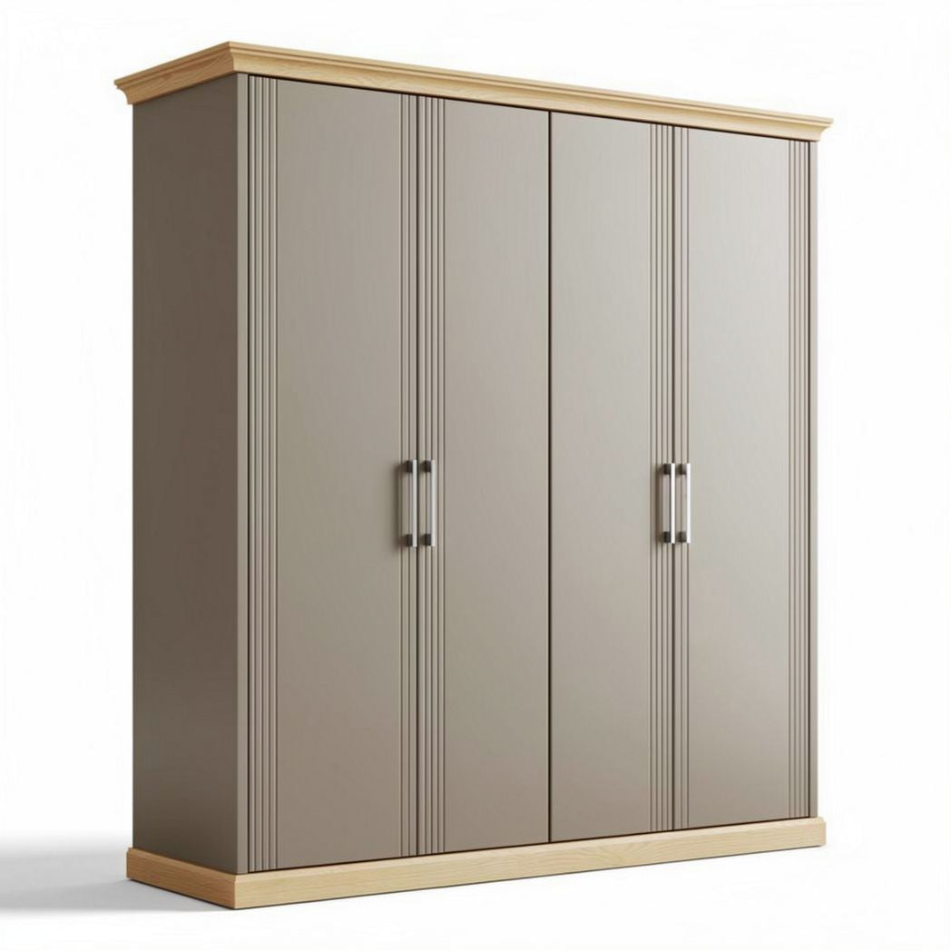 Gray wooden storage cabinet with four doors and modern design 180 x 100 x 50cm