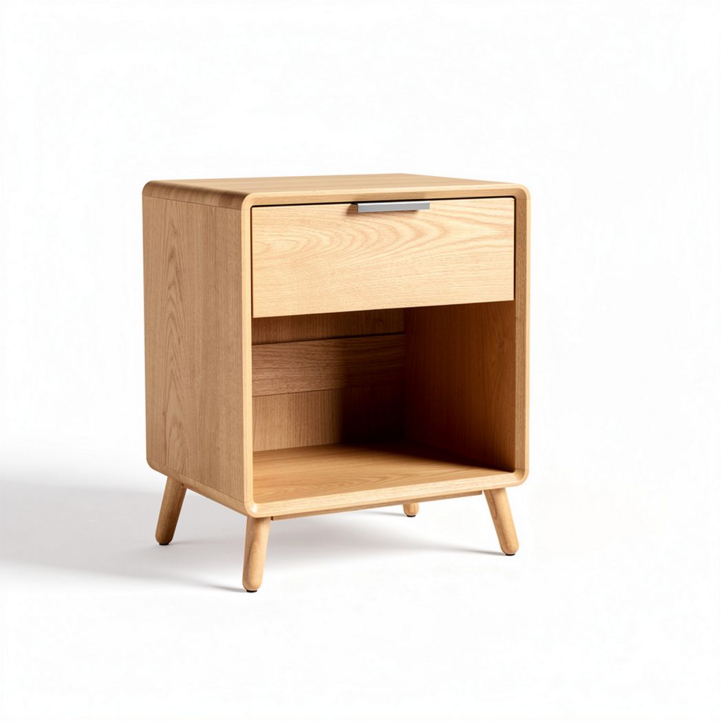 Wooden nightstand with one drawer and open shelf 50 x 40 x 45cm