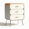 Nightstand with three drawers wooden top and metal base 40 x 40 x 60cm