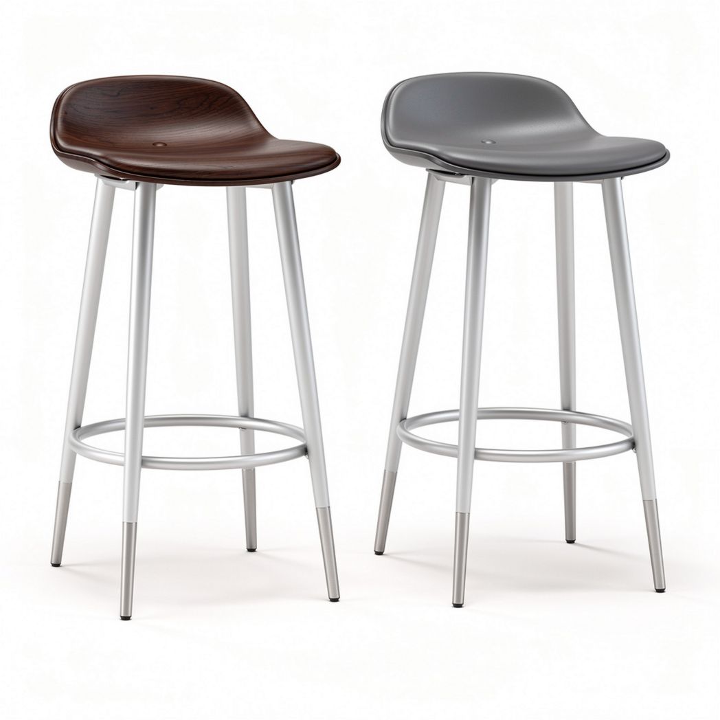 Wooden and metal bar stools set of two 40 x 40 x 75cm for kitchen island and dining area