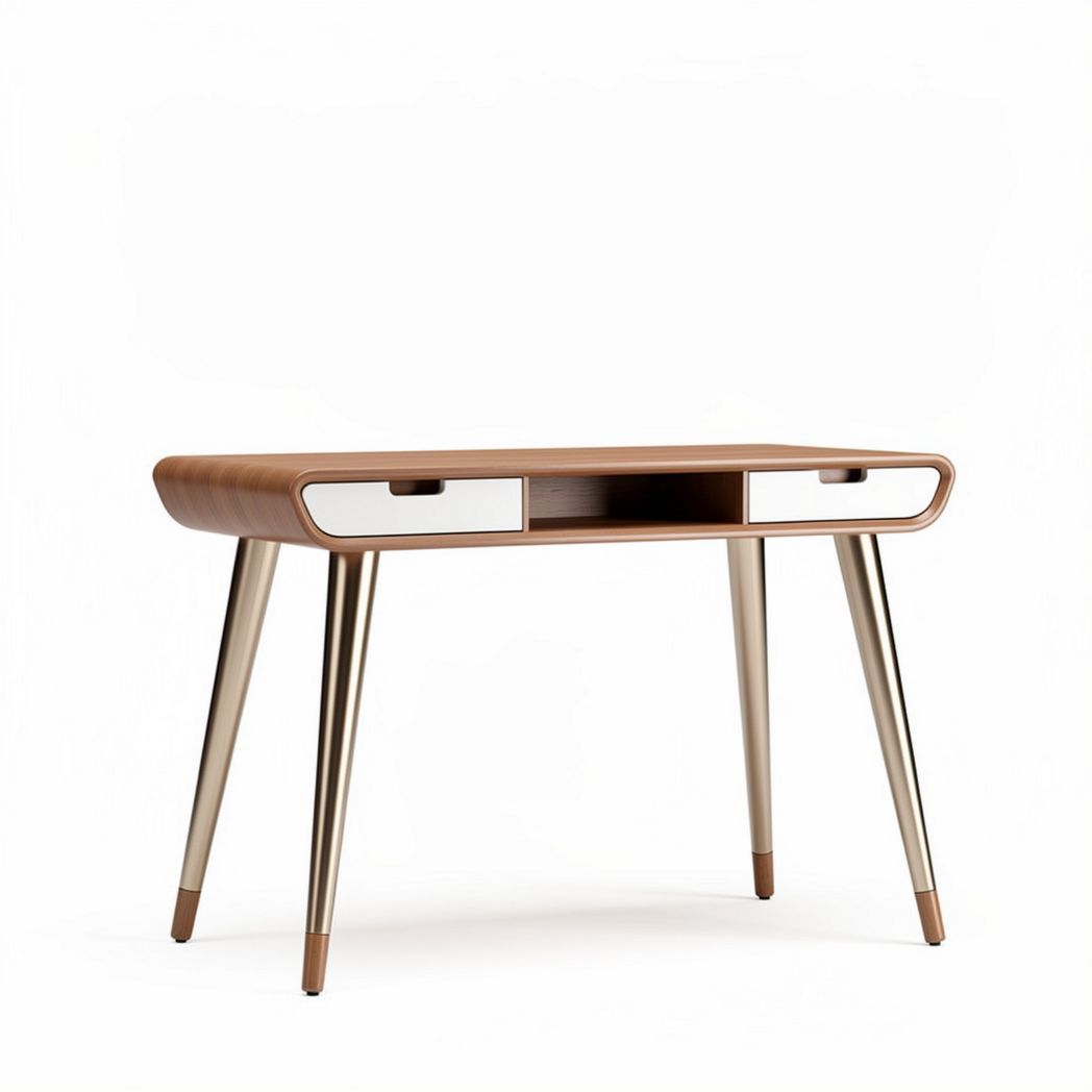 Wooden desk with two drawers and metal legs 120 x 60 x 75cm