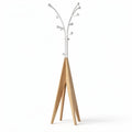 Wooden coat rack with white metal hooks for entryway and hallway 150 x 50 x 180cm