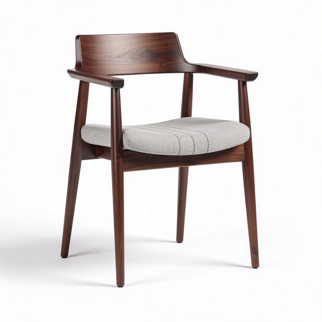 Wooden armchair with fabric seat cushion for dining and seating 45 x 50 x 80cm