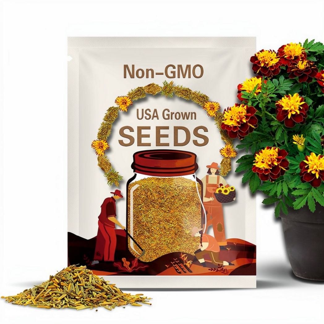 French Marigold Super Hero Spry Seeds - Open-Pollinating -Potted -Draft Resistant -Cold Resistant -Dwarf -Plant in Spring/After frost #291